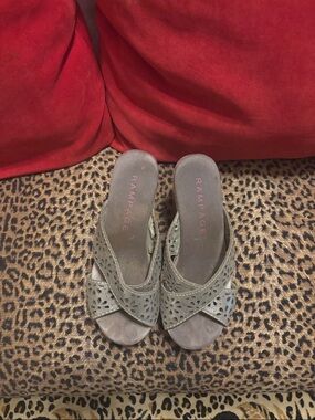 Rampage Taupe Laser-Cut Crossover Mule Slides